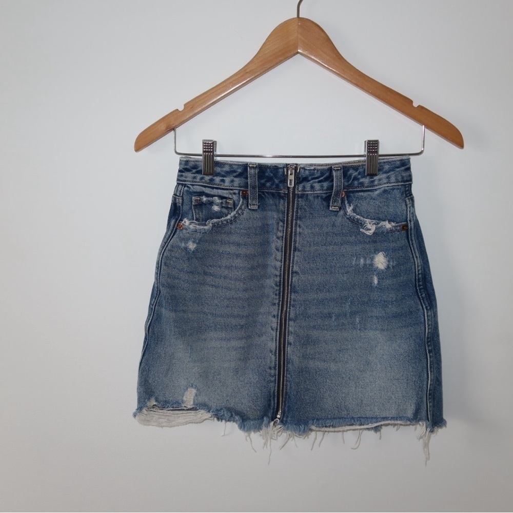 Abercrombie & Fitch Denim Mini Skirt Zip Up Size 24 - Picture 4 of 13